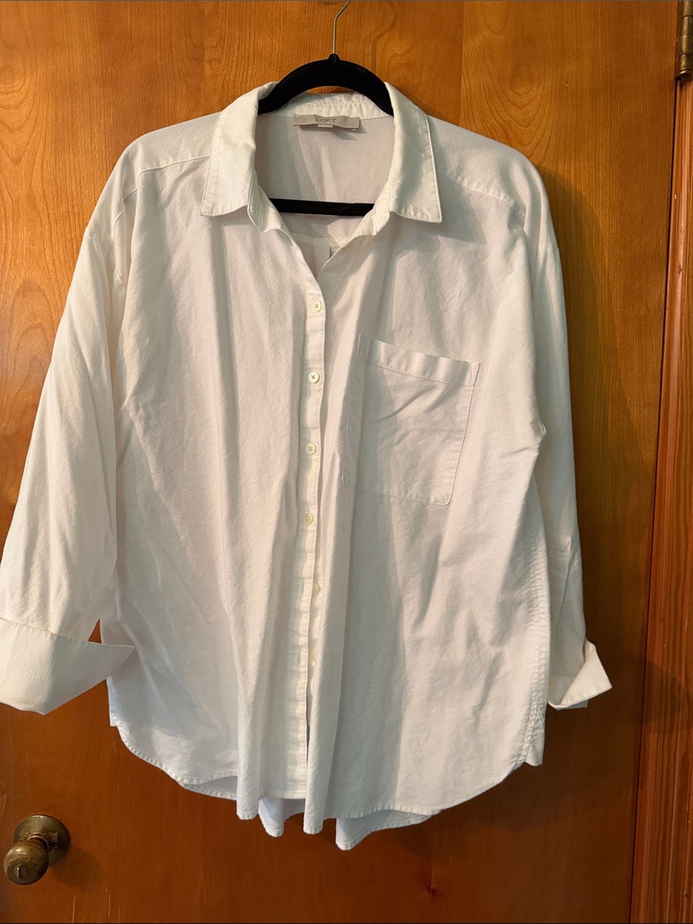LOFT White Button-Front Relaxed Shirt